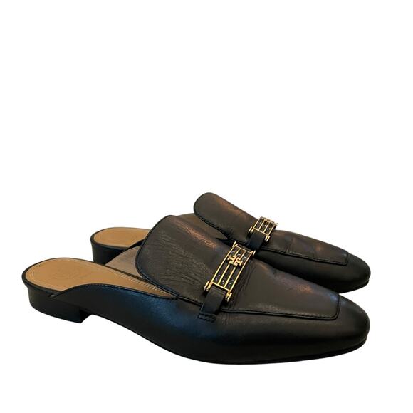 TORY BURCH Black Leather Slip-On Loafer Mules US 8.5 EU 39 - Picture 11 of 16